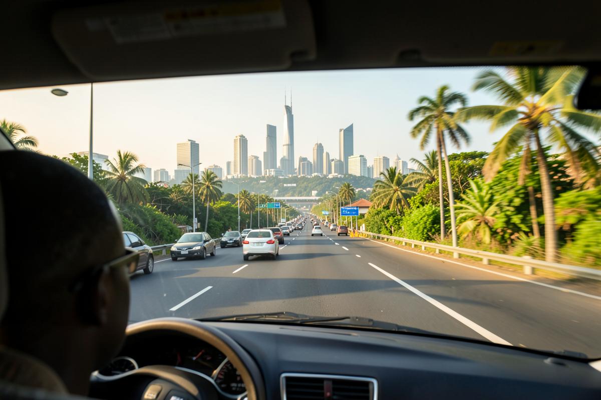 Trajet routier entre Cocody et le Plateau à Abidjan